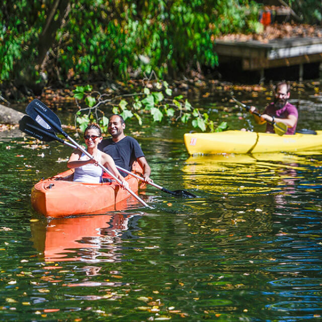 Canoeing in the Brandywine River in the Countryside of Philadelphia, Pennsylvania